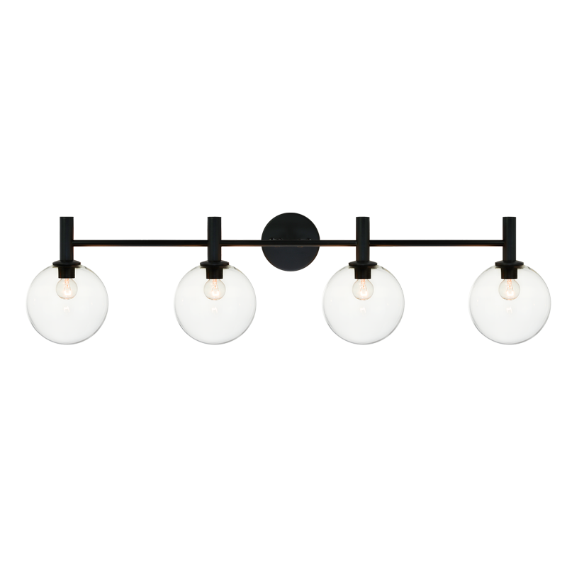 Steel Frame with Glass Globe Vanity Light