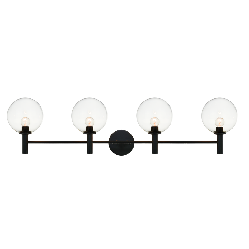 Steel Frame with Glass Globe Vanity Light