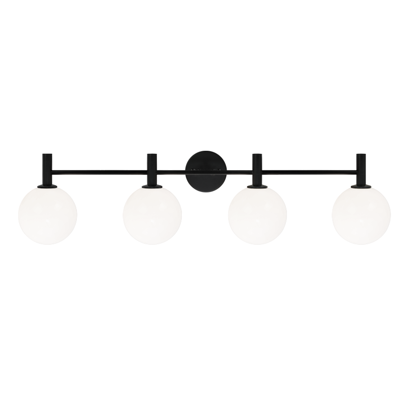 Steel Frame with Glass Globe Vanity Light