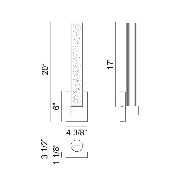 LED Steel Frame with Clear Ribbed Glass Diffuser Wall Sconce