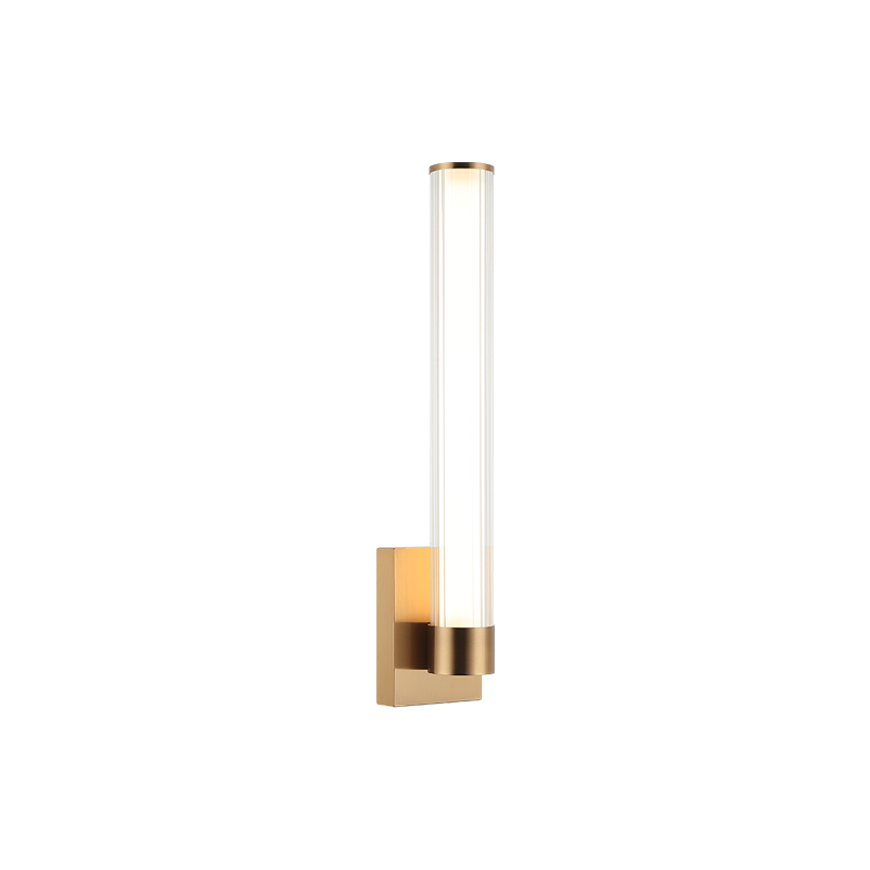 LED Steel Frame with Clear Ribbed Glass Diffuser Wall Sconce