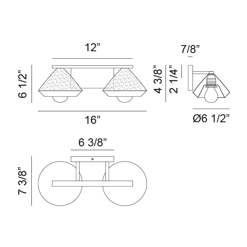 Steel Frame with Cone Shade Two Tone Vanity Light