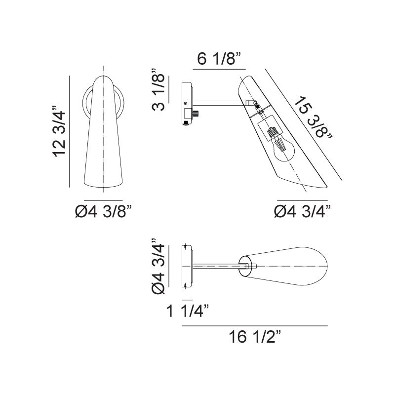Steel Frame with Adjustable Cone Shade Wall Sconce