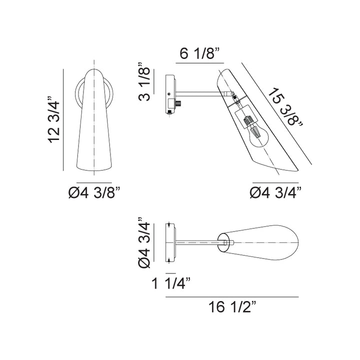 Steel Frame with Adjustable Cone Shade Wall Sconce