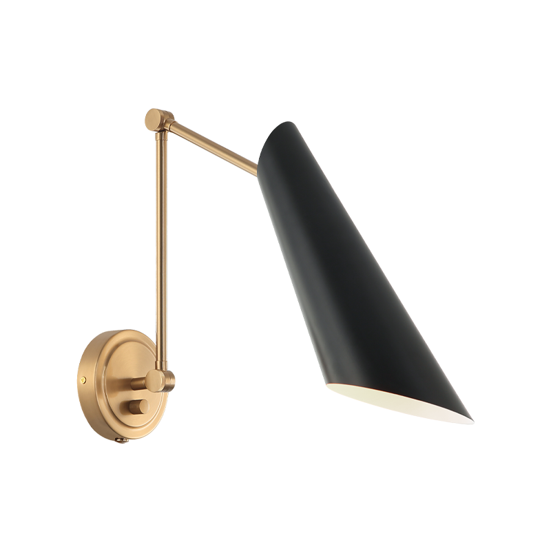Steel Frame with Adjustable Arm and Cone Shade Wall Sconce