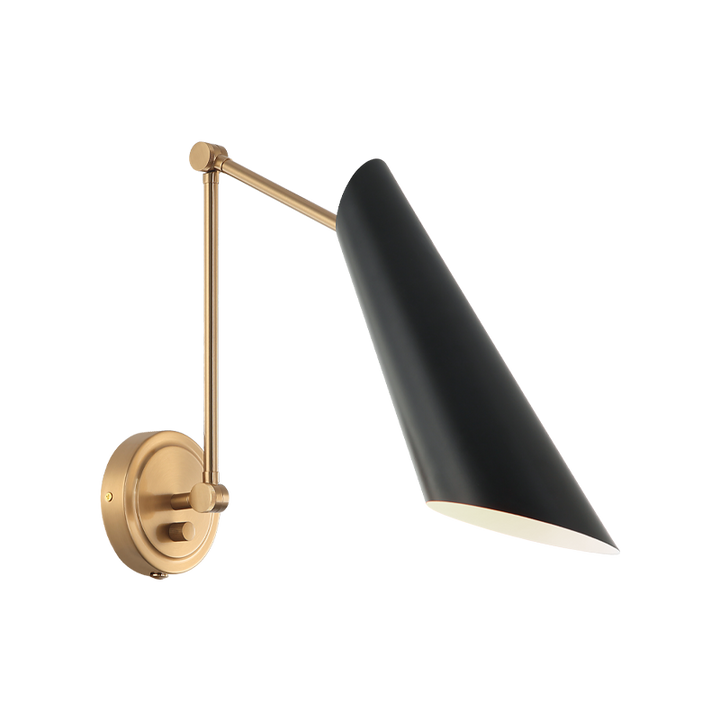 Steel Frame with Adjustable Arm and Cone Shade Wall Sconce