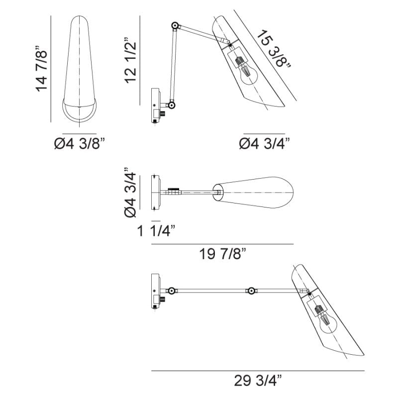 Steel Frame with Adjustable Arm and Cone Shade Wall Sconce