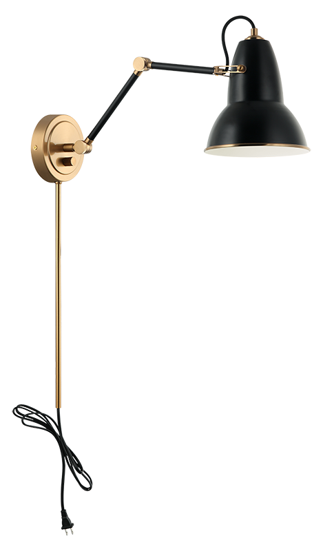 Steel Frame Two Tone Shade with Adjustable Arm Wall Sconce