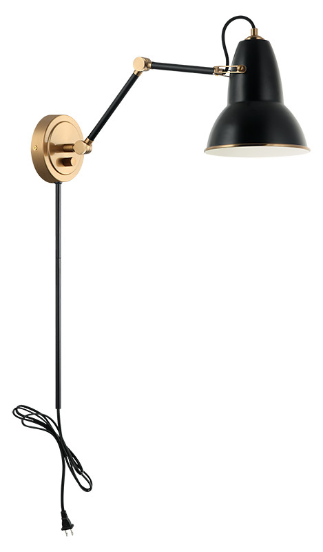 Steel Frame Two Tone Shade with Adjustable Arm Wall Sconce