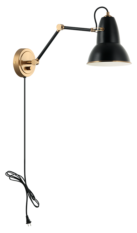 Steel Frame Two Tone Shade with Adjustable Arm Wall Sconce
