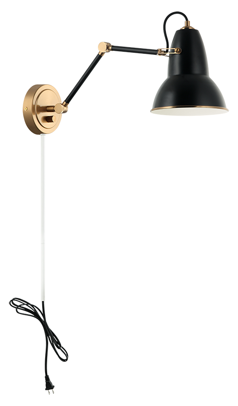 Steel Frame Two Tone Shade with Adjustable Arm Wall Sconce