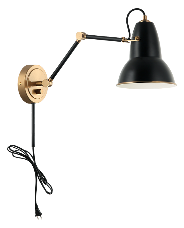 Steel Frame Two Tone Shade with Adjustable Arm Wall Sconce