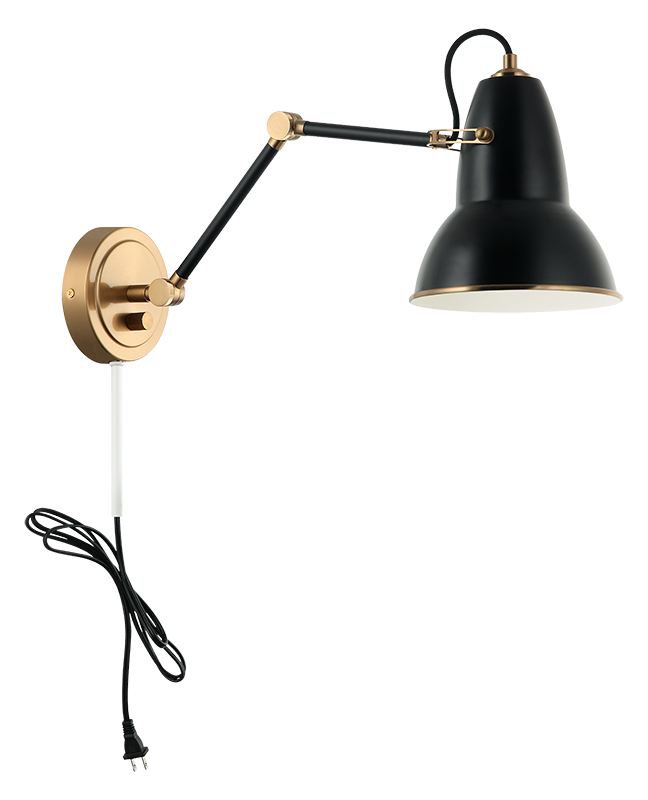 Steel Frame Two Tone Shade with Adjustable Arm Wall Sconce