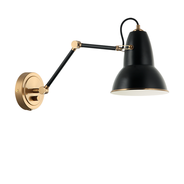Steel Frame Two Tone Shade with Adjustable Arm Wall Sconce
