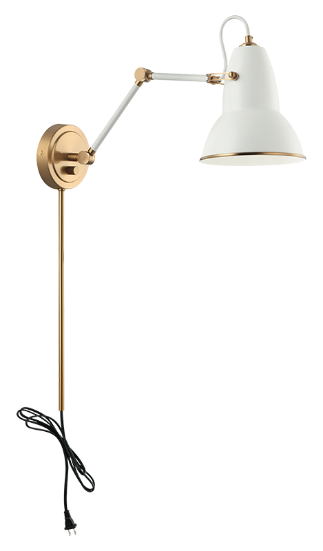 Steel Frame Two Tone Shade with Adjustable Arm Wall Sconce