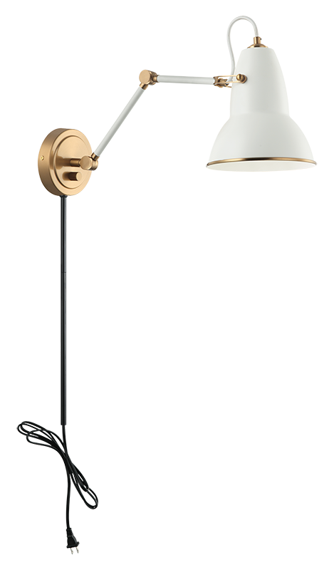 Steel Frame Two Tone Shade with Adjustable Arm Wall Sconce