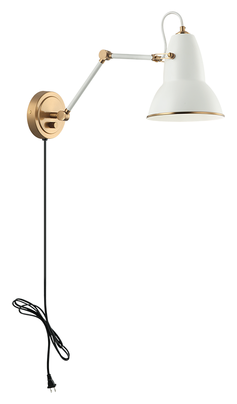Steel Frame Two Tone Shade with Adjustable Arm Wall Sconce