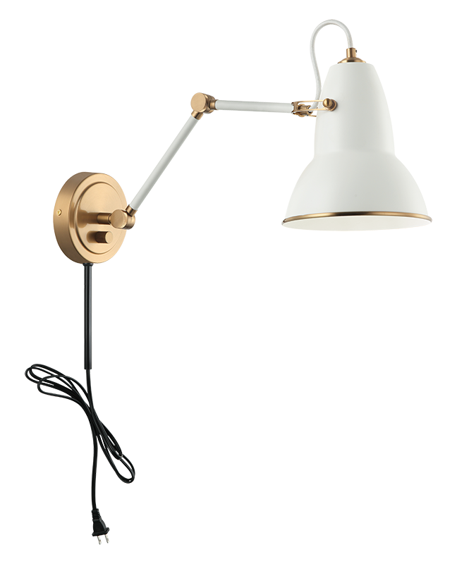 Steel Frame Two Tone Shade with Adjustable Arm Wall Sconce