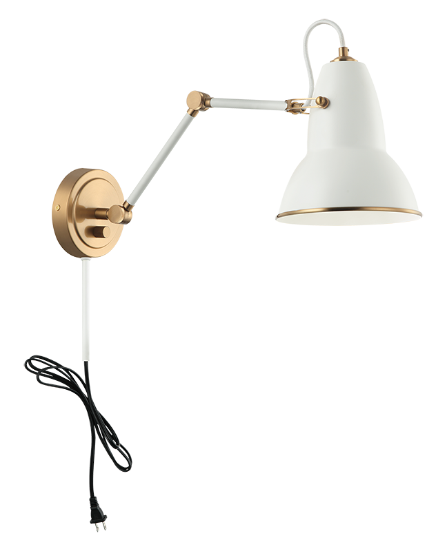 Steel Frame Two Tone Shade with Adjustable Arm Wall Sconce