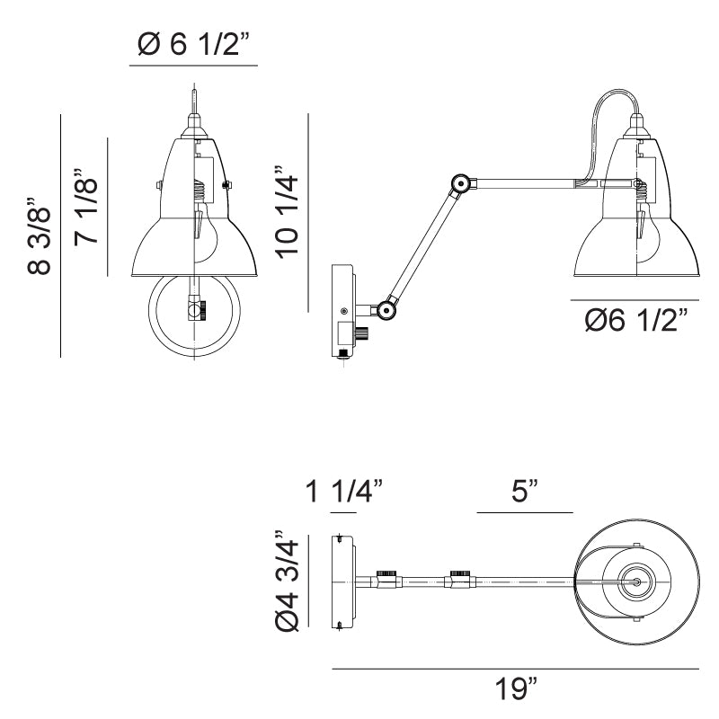 Steel Frame Two Tone Shade with Adjustable Arm Wall Sconce