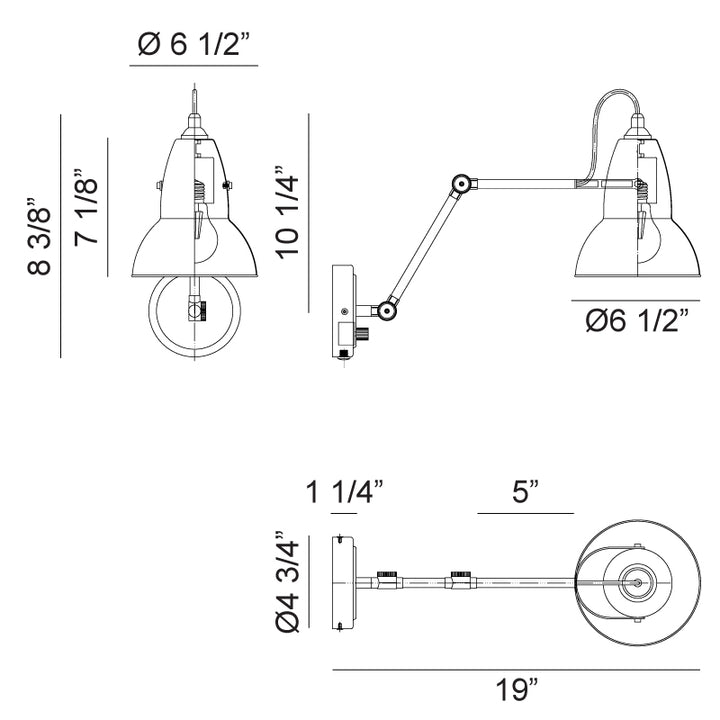 Steel Frame Two Tone Shade with Adjustable Arm Wall Sconce