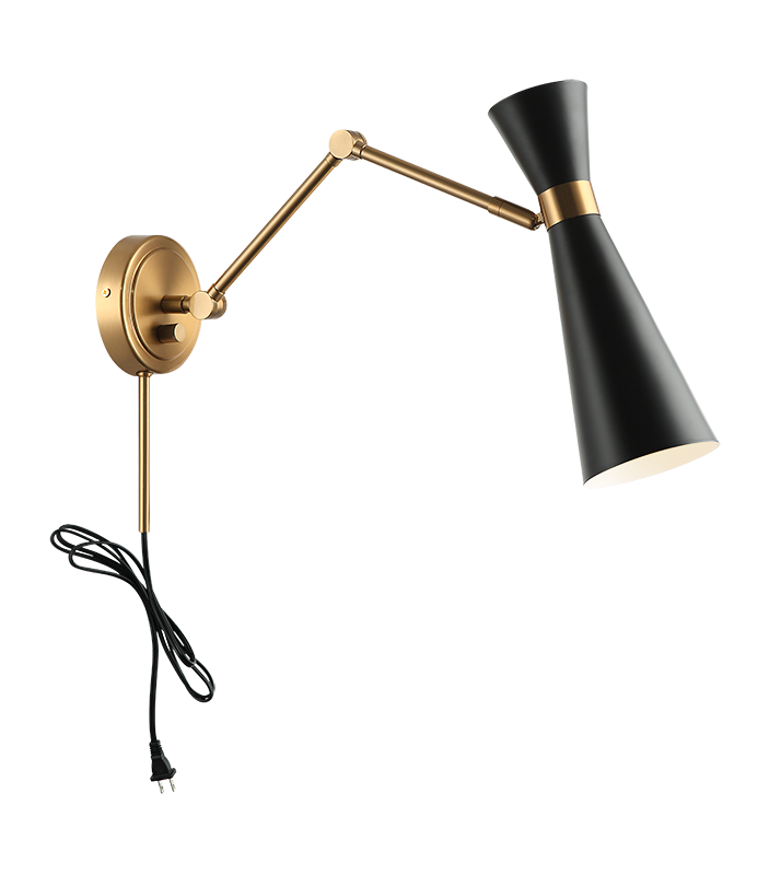 Steel Frame with Adjustable Arm and Head Wall Sconce