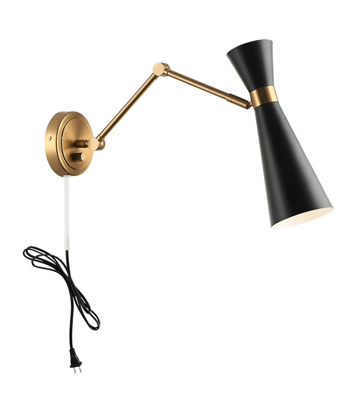 Steel Frame with Adjustable Arm and Head Wall Sconce