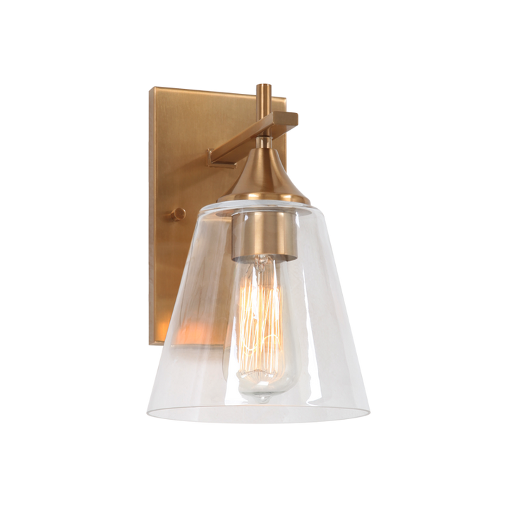 Steel Frame with Clear Cone Glass Shade Wall Sconce