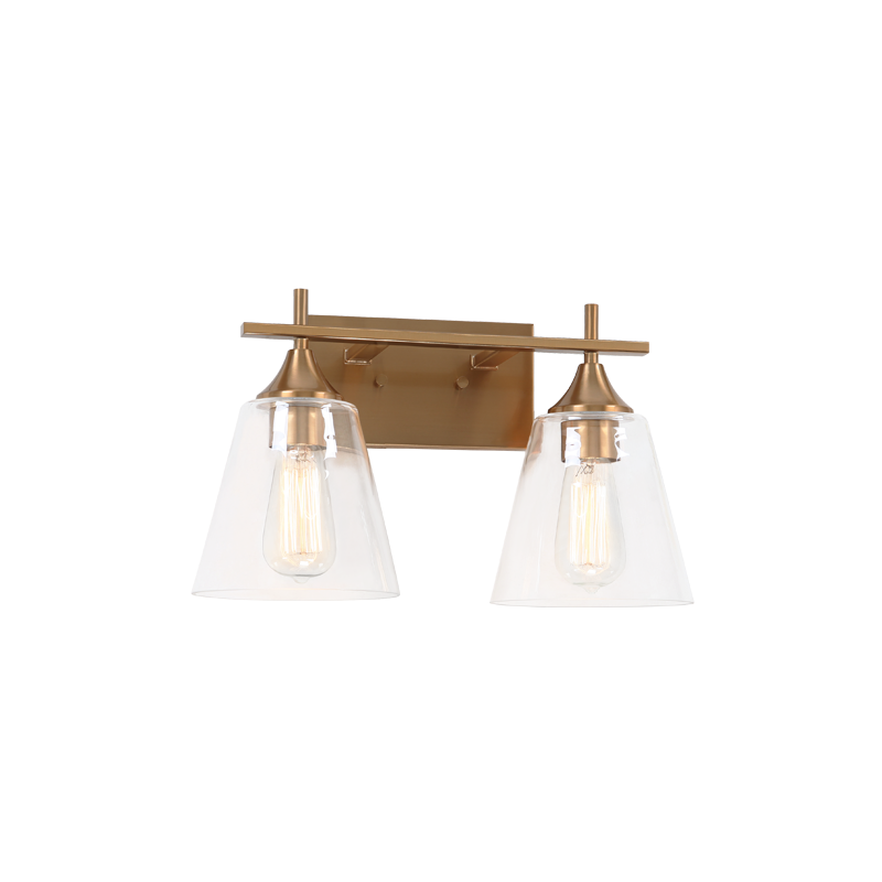 Steel Frame with Clear Cone Glass Shade Vanity Light