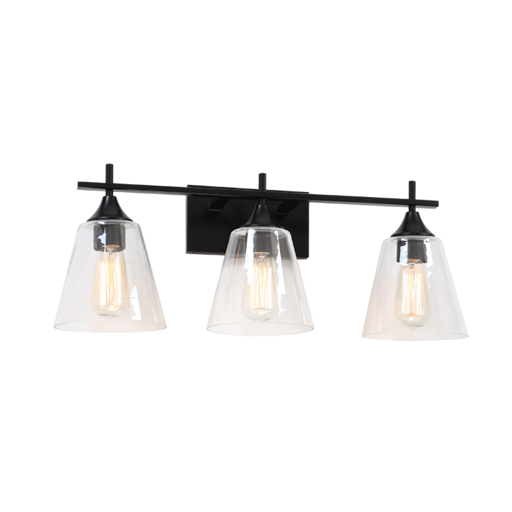 Steel Frame with Clear Cone Glass Shade Vanity Light