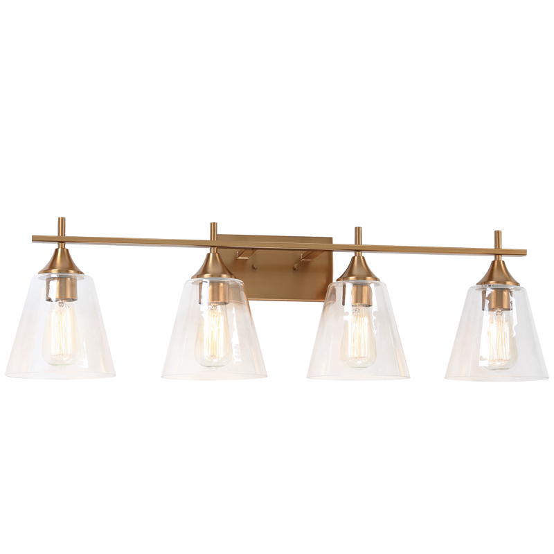 Steel Frame with Clear Cone Glass Shade Vanity Light