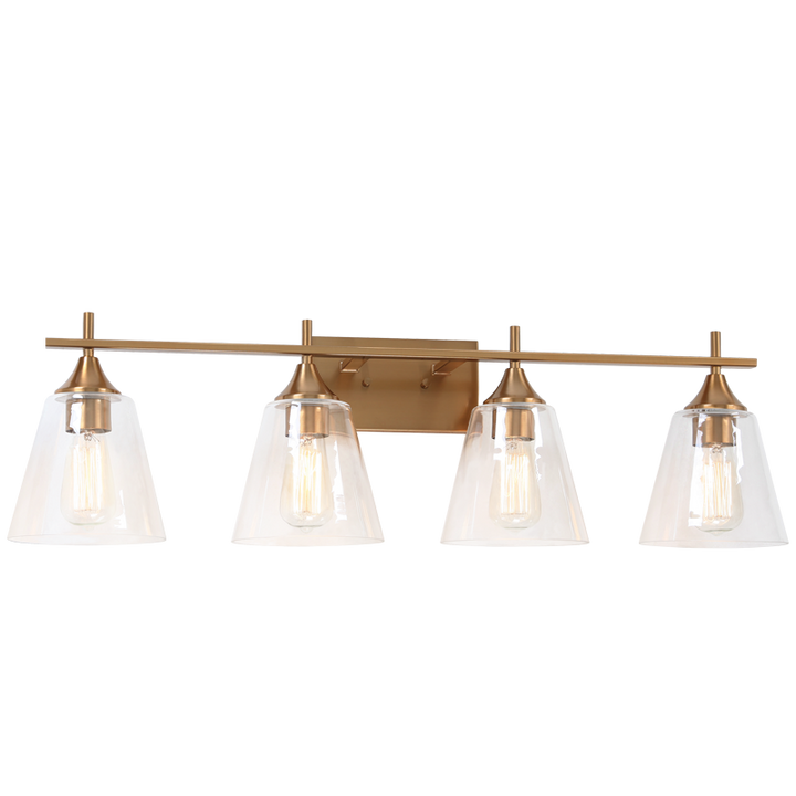 Steel Frame with Clear Cone Glass Shade Vanity Light