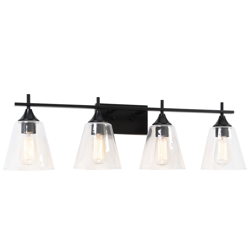 Steel Frame with Clear Cone Glass Shade Vanity Light