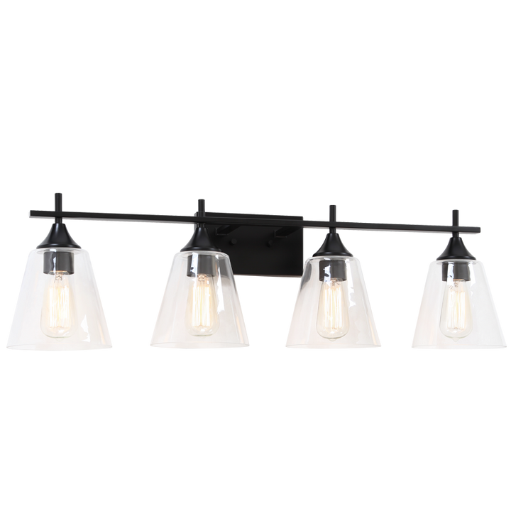 Steel Frame with Clear Cone Glass Shade Vanity Light