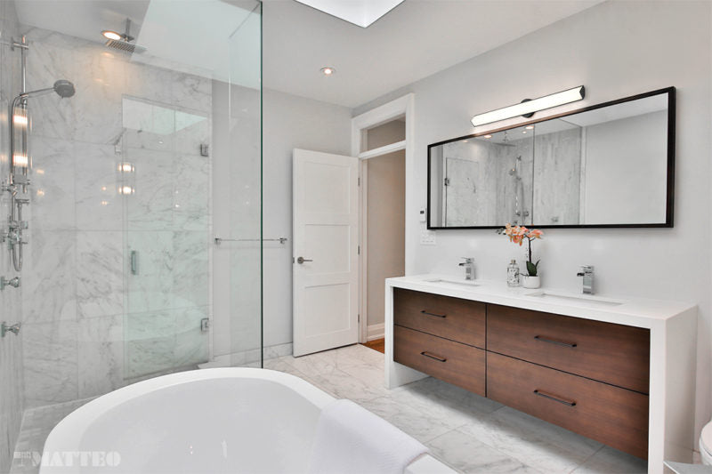 LED Steel Frame with White Glass Diffuser Vanity Light