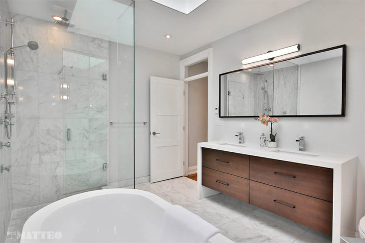 LED Steel Frame with White Glass Diffuser Vanity Light