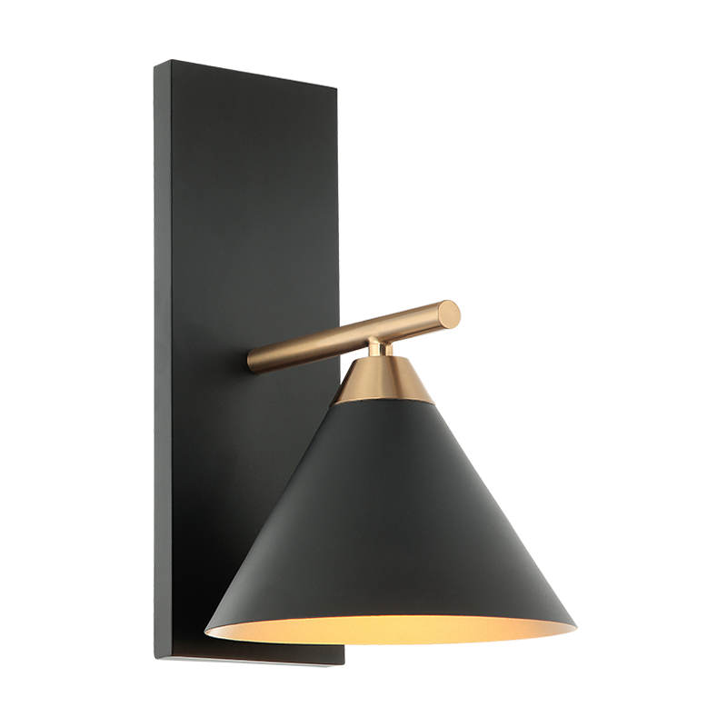 Steel Frame with Cone Shade Two Tone Wall Sconce