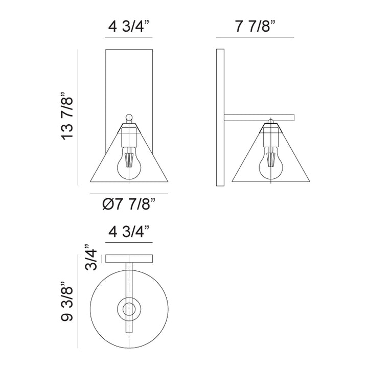 Steel Frame with Cone Shade Two Tone Wall Sconce