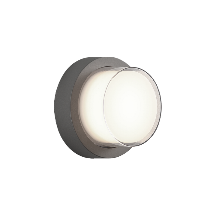 LED Steel Round Frame with White and Clear Glass Shade Outdoor Wall Sconce