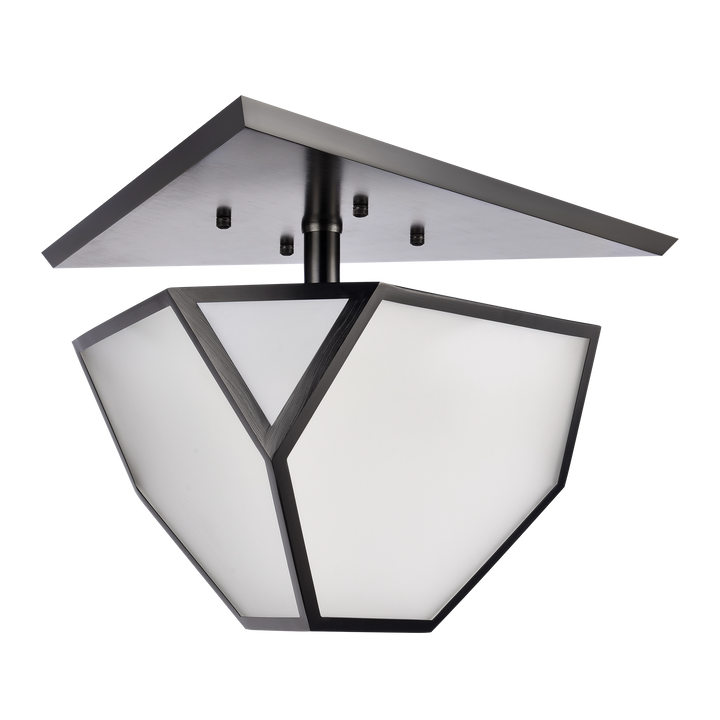 Moonbow Architectural Semi-Flush in Satin Brushed Black by Zeev