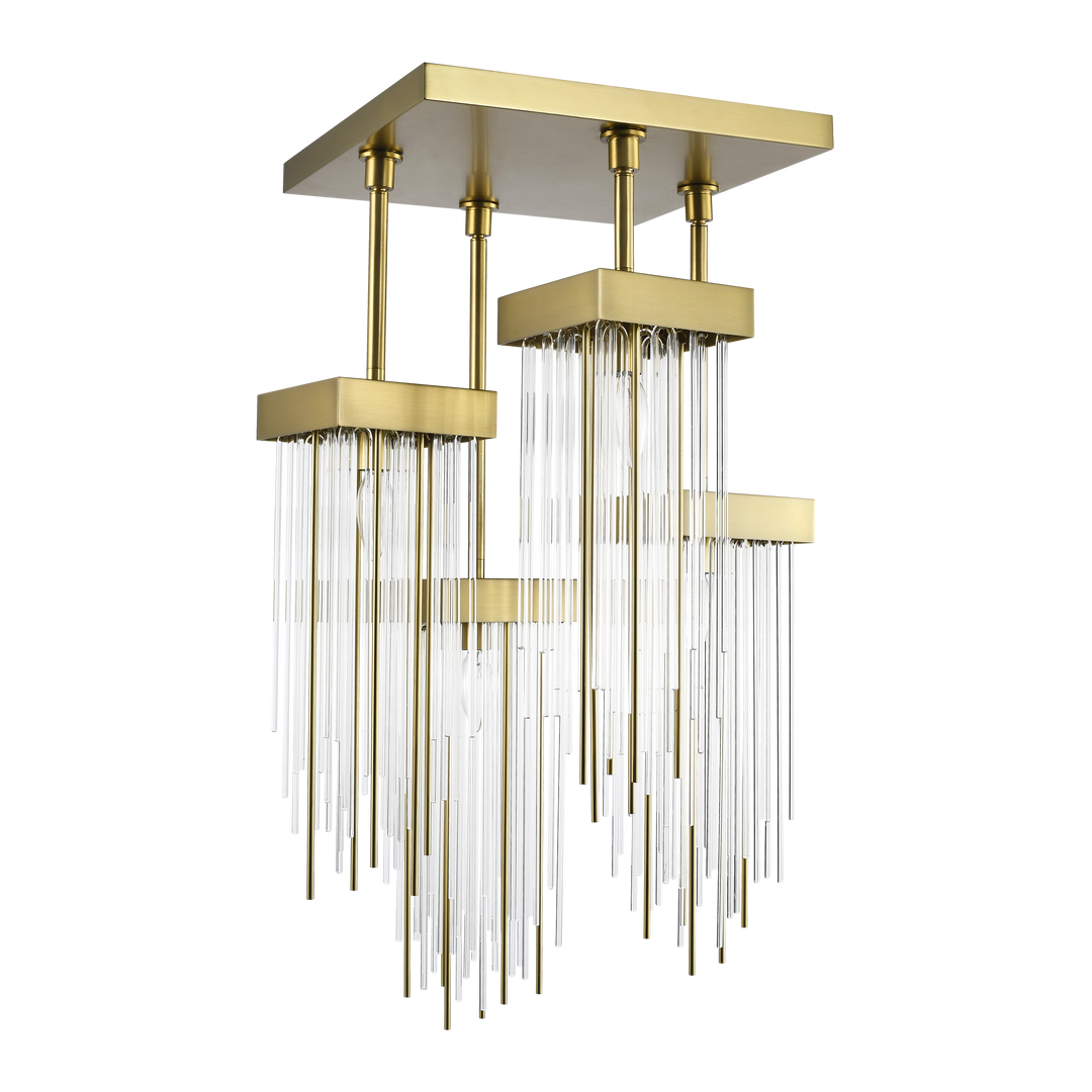 Waterfall Cityscape Semi-Flush in Aged Brass by Zeev