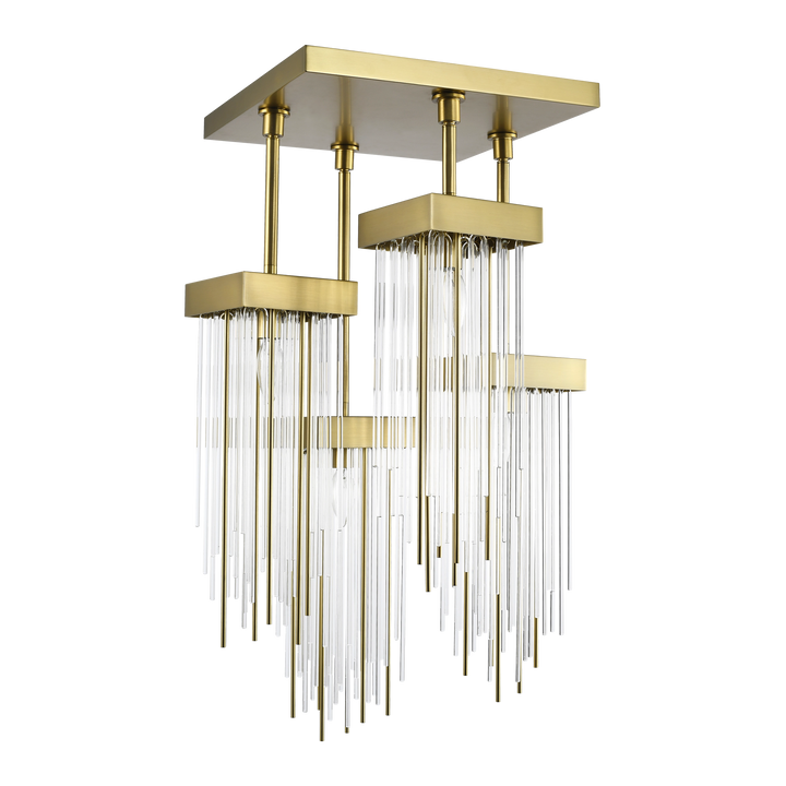 Waterfall Cityscape Semi-Flush in Aged Brass by Zeev