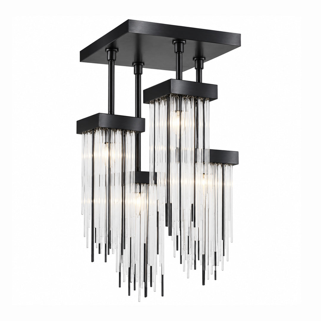 Waterfall Cityscape Semi-Flush in Satin Brushed Black by Zeev