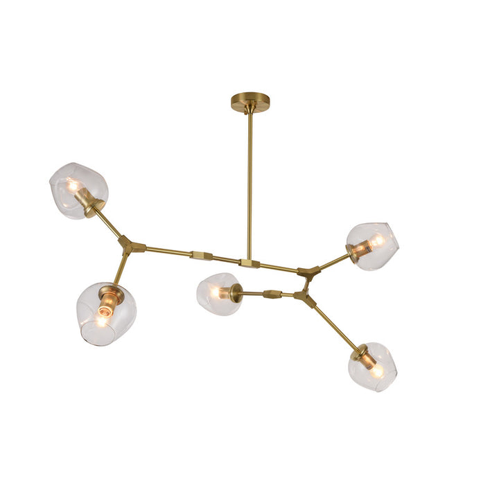 Frame Ceiling Fixture with Indented Color Glass Shades in Brass by Bethel