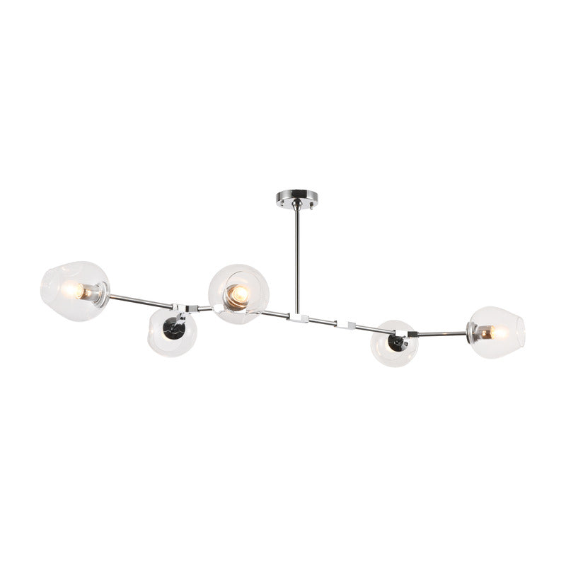 Frame Ceiling Fixture with Indented Color Glass Shades in Chrome by Bethel