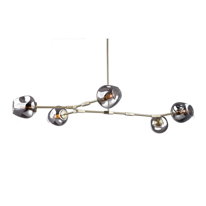Frame Ceiling Fixture with Indented Color Glass Shades in Brass by Bethel