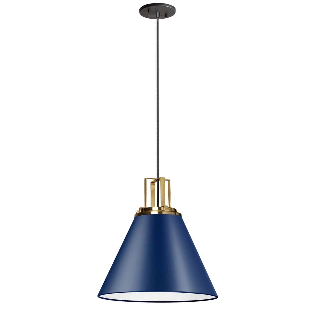 Sonus 1 Light Incandescent Pendant in Blue & Aged Brass by Dainolite