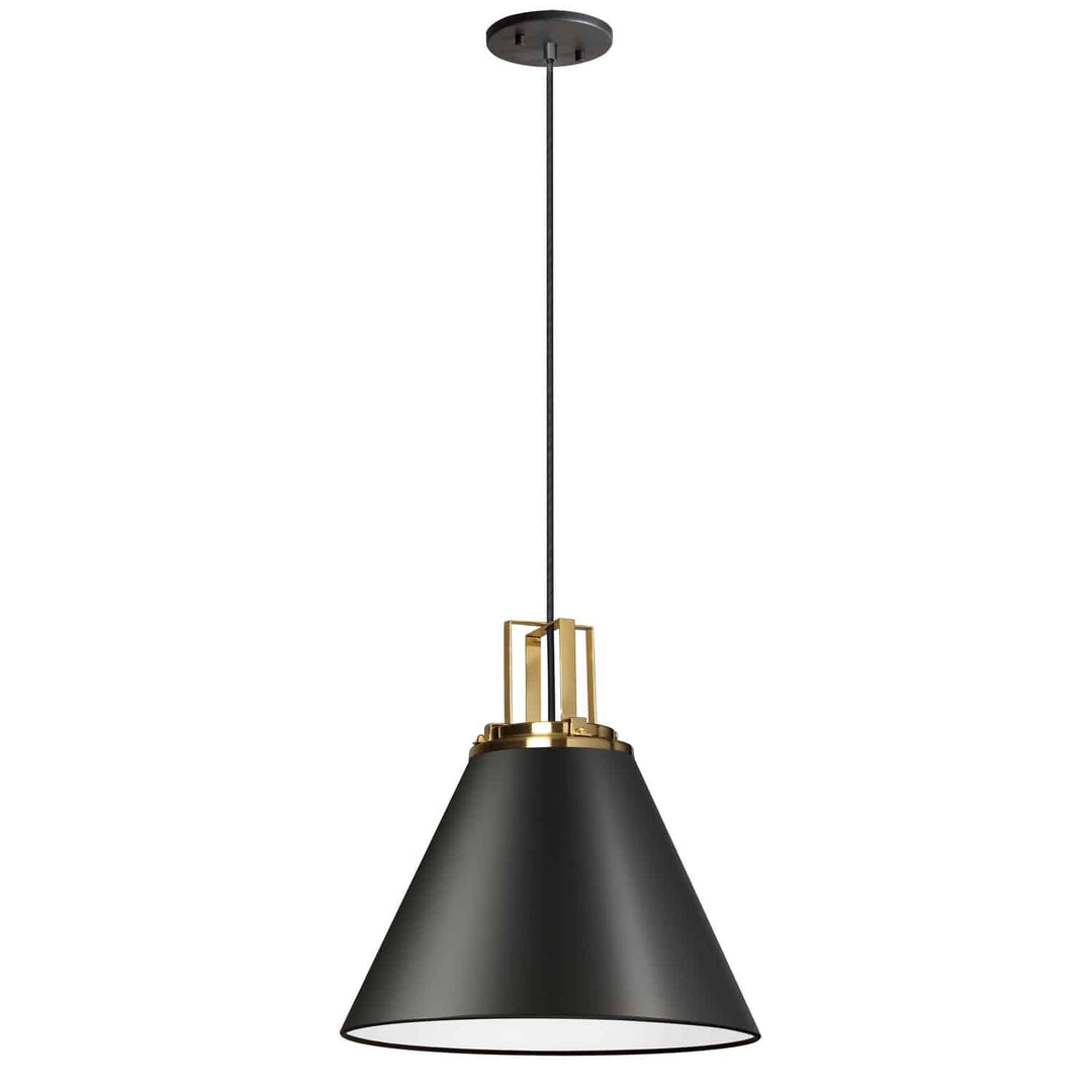 Sonus 1 Light Incandescent Pendant in Black & Aged Brass by Dainolite