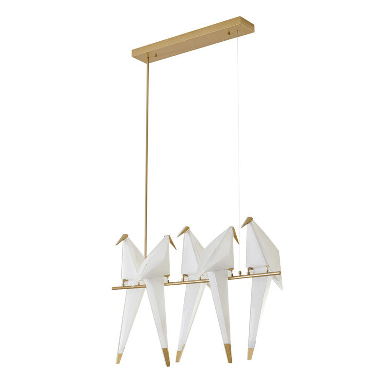 LED Light of White Birds Sitting on a Gold Framed Arm Bird by Bethel - view 2