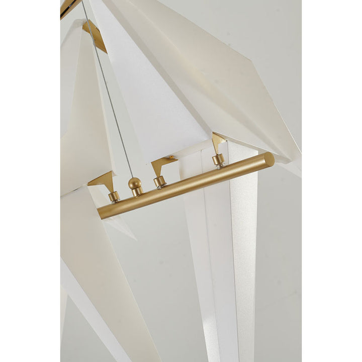 LED Light of White Birds Sitting on a Gold Framed Arm Bird by Bethel - view 3